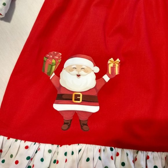 Santa Appliqued Twirl Dress & Matching Hairbow - Picture 3 of 7